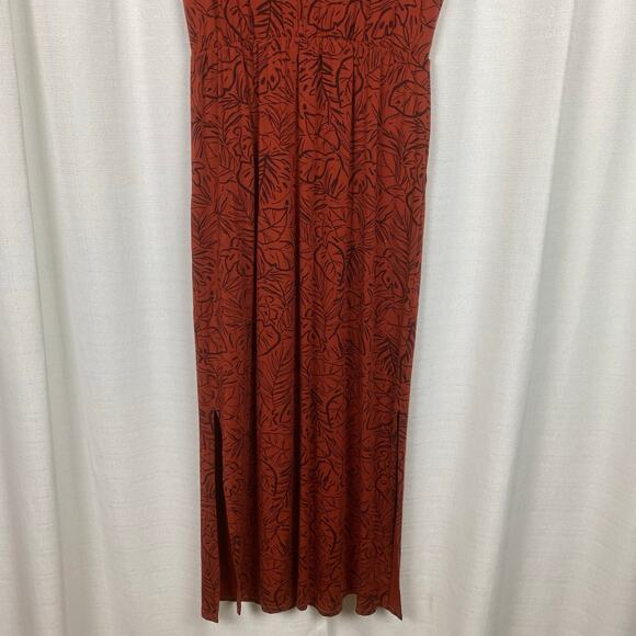 Garnet Hill Brown Leaf Print Shelby Knit Maxi Dress Sz.S - Picture 11 of 14